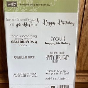 Stampin’ Up Remembering Your Birthday Sentiments Set of 8 Stamps Very Nice